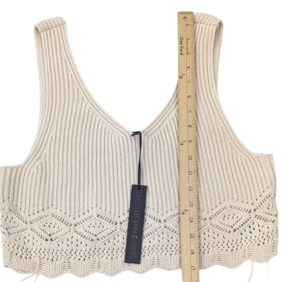 House of Harlow 1960 Sweater Set Crop Top Pencil Skirt NEW Womens Large Ivory - Picture 11 of 16